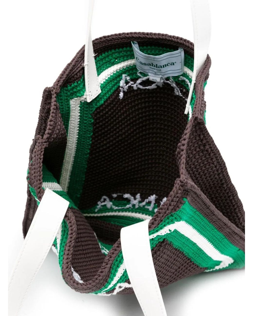 Casablanca Green Logo Embroidered Crochet Tote Bag.