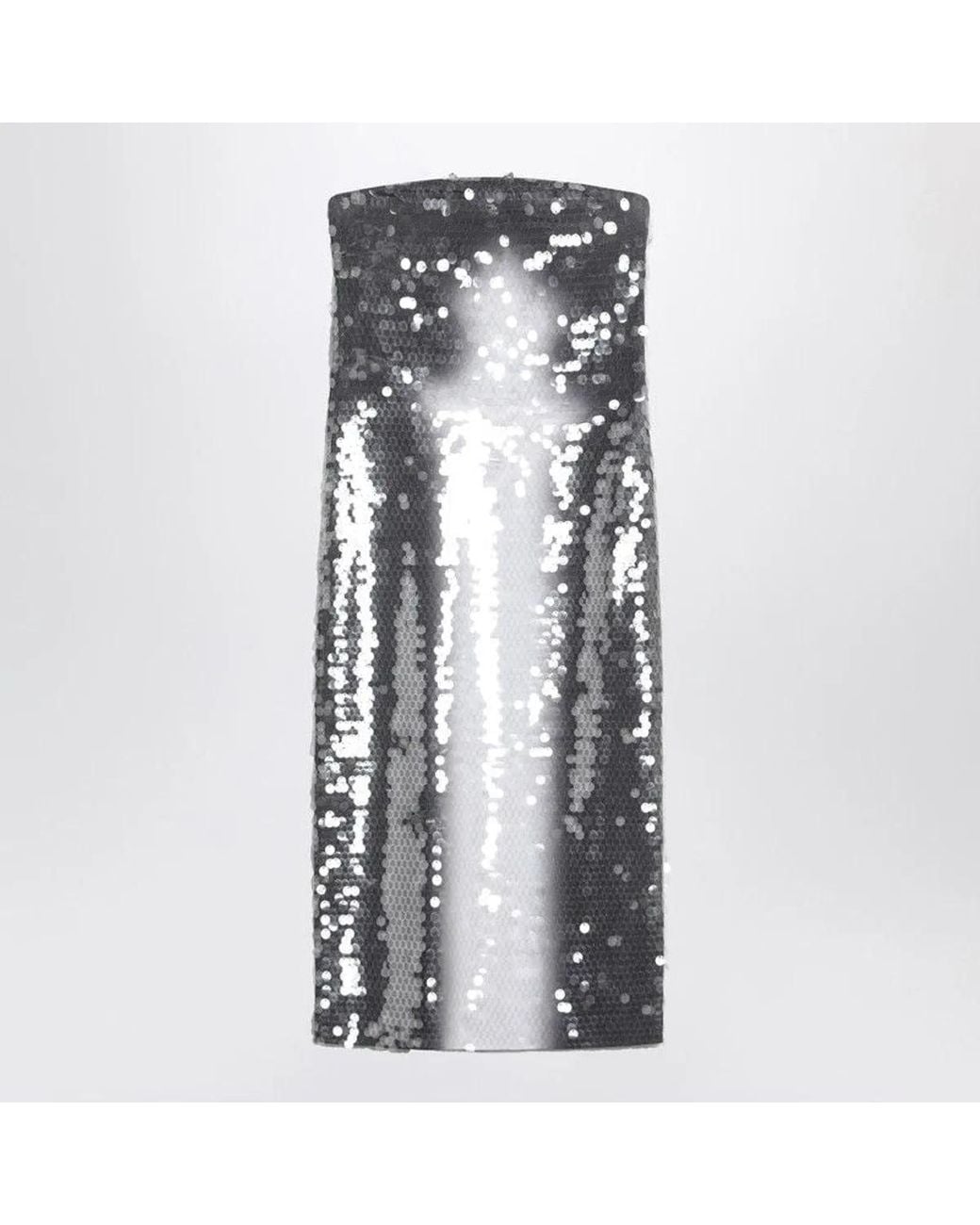 Max Mara White Midi Dress With Gradient Sequin Effect