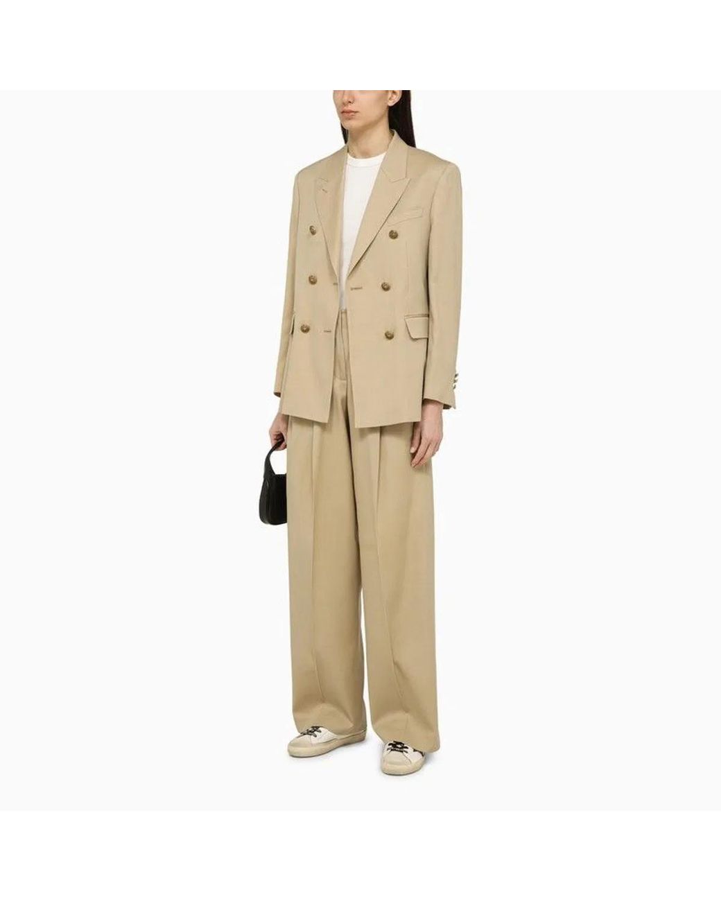 Golden Goose Deluxe Brand Natural High-Waist Wide-Leg Trousers