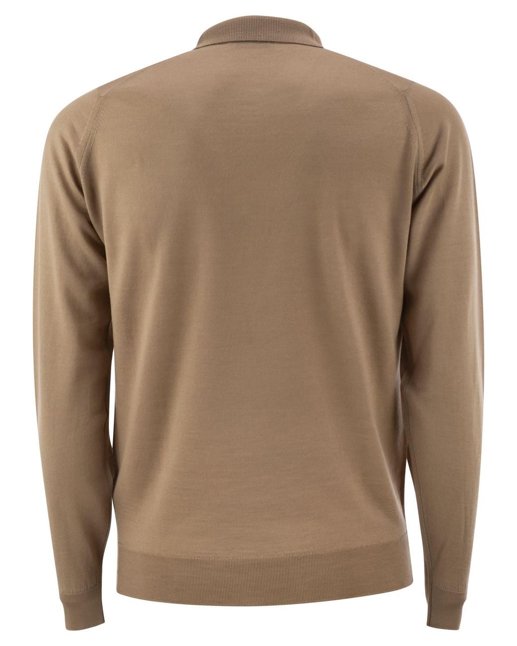 John Smedley Brown Long-Sleeved Merino Wool Polo Shirt for men