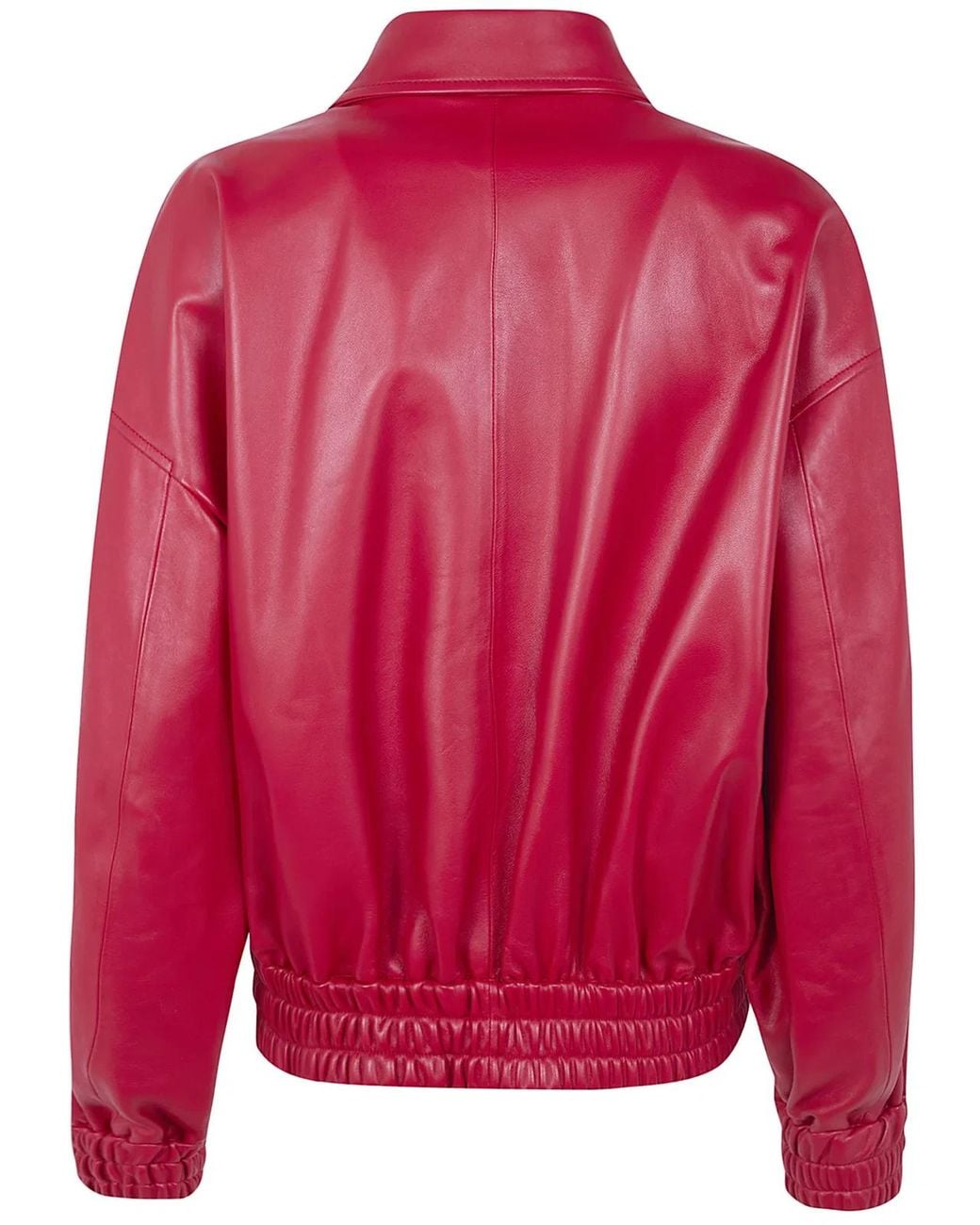 Jil Sander Pink Classic Bomber Leather Jacket