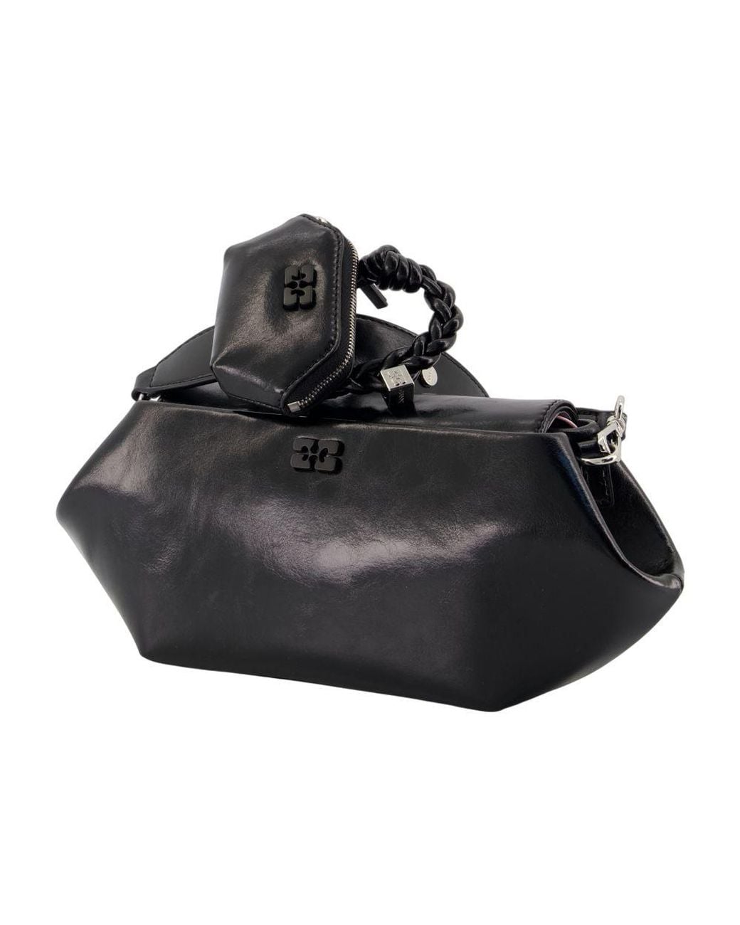 Ganni Black Bou East/West Box Shoulder Bag