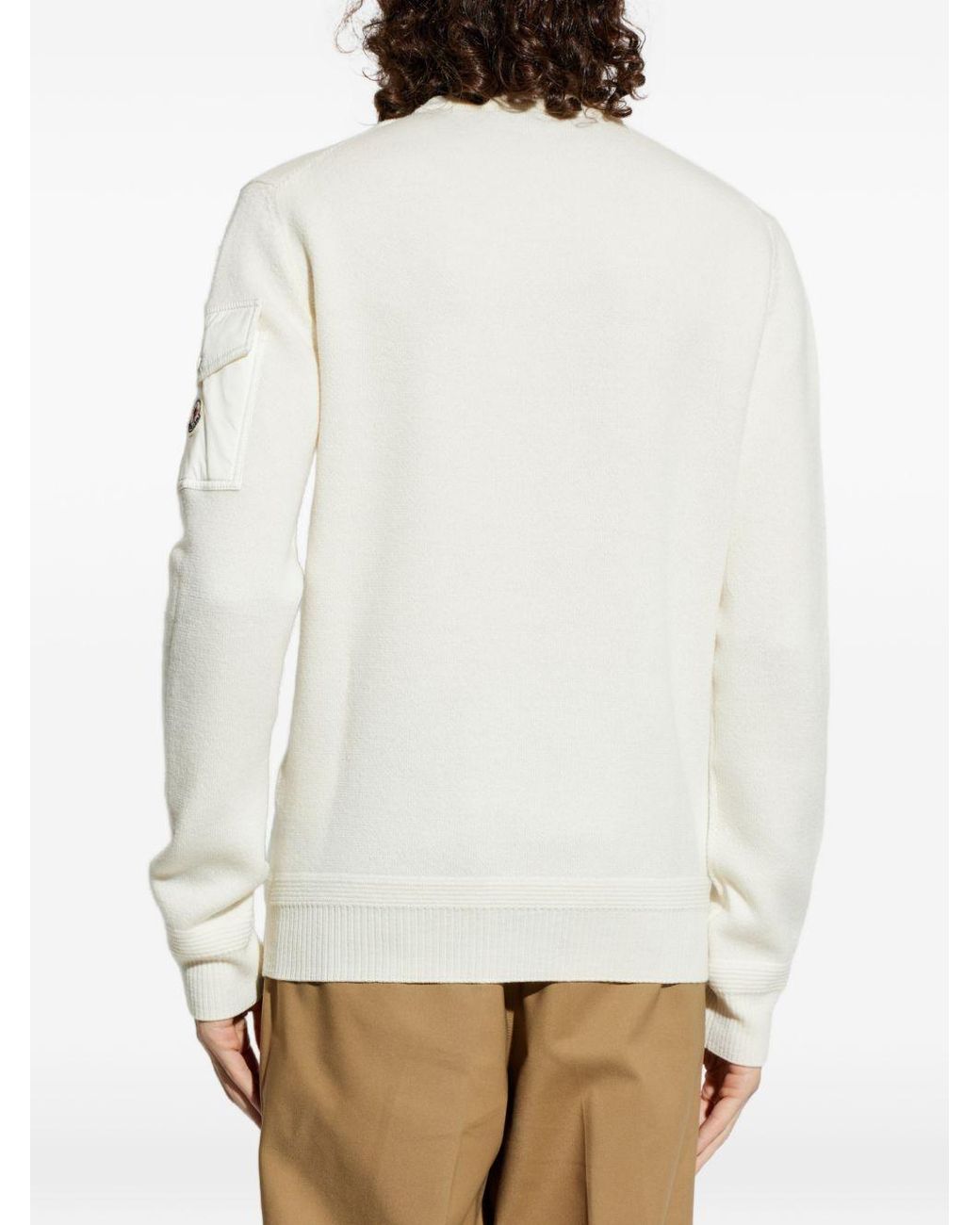 Moncler White Natural Wool Sweater for men