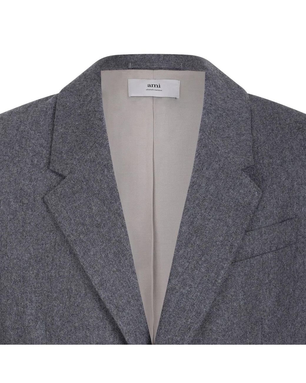 AMI Gray Doublebreasted Wool Jacket for men
