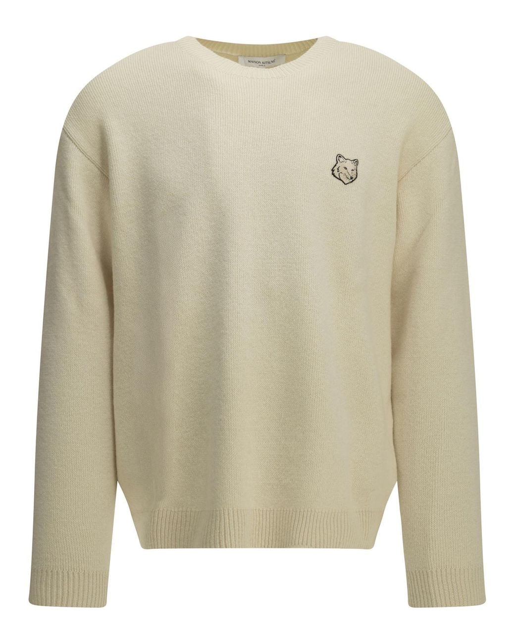 Maison Kitsuné Natural Maison Kitsuné "Fox Head Milano" Crew-Neck Sweater for men