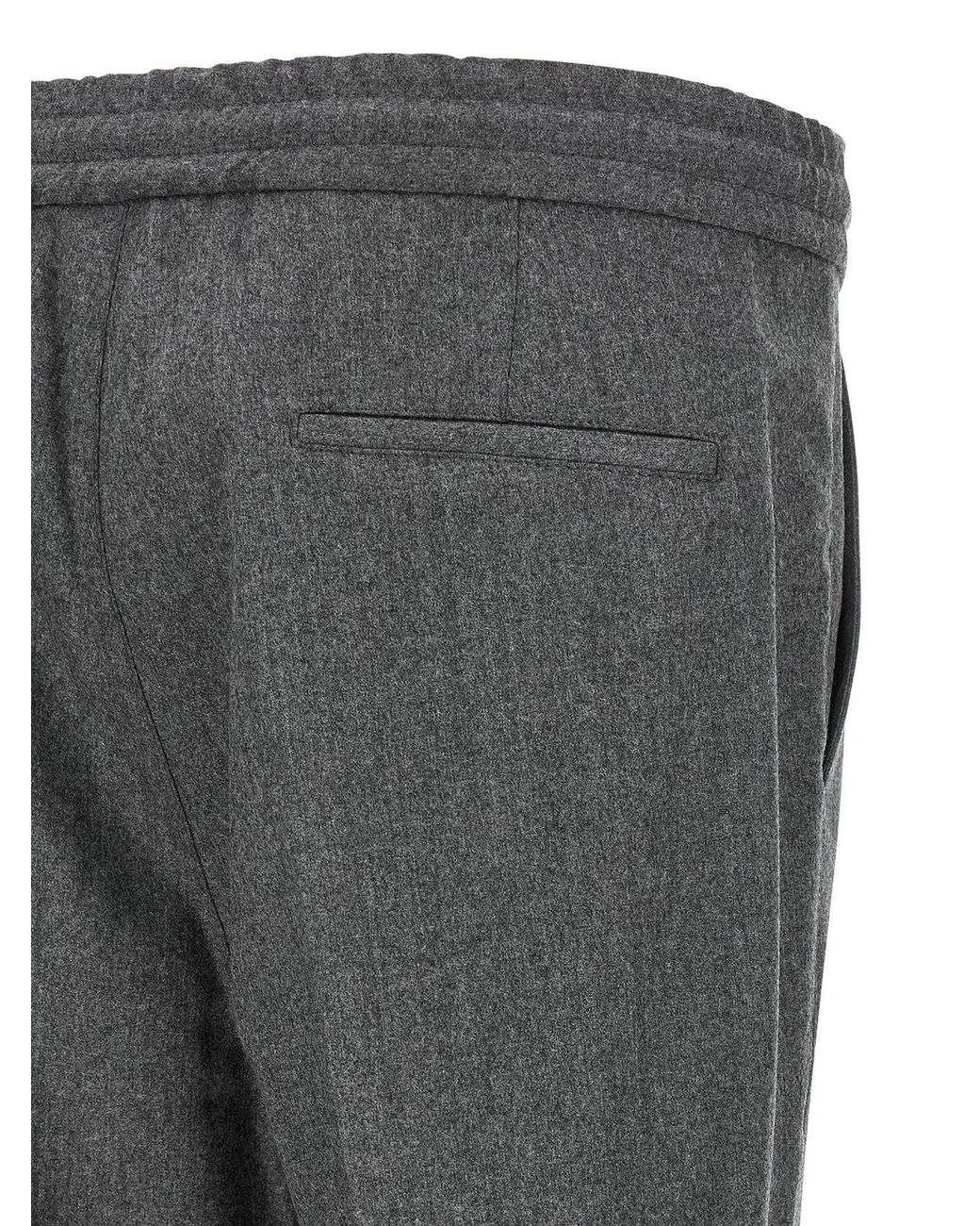 Brunello Cucinelli Gray Wool Flannel Pants for men