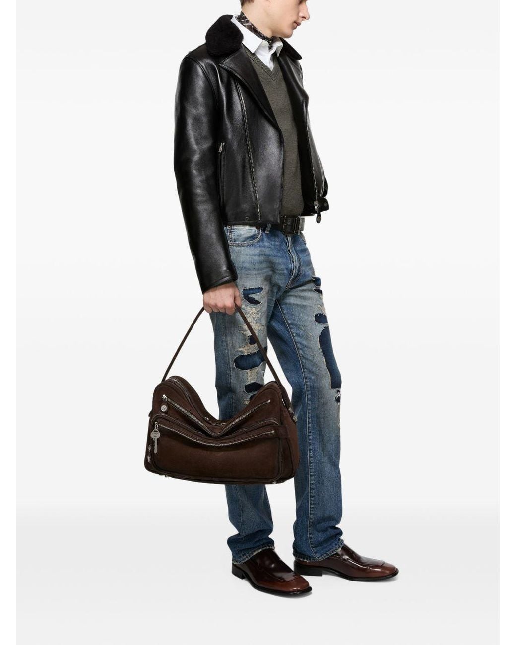 Acne Studios Camero Suede Camera Bag in Metallic | Lyst UK