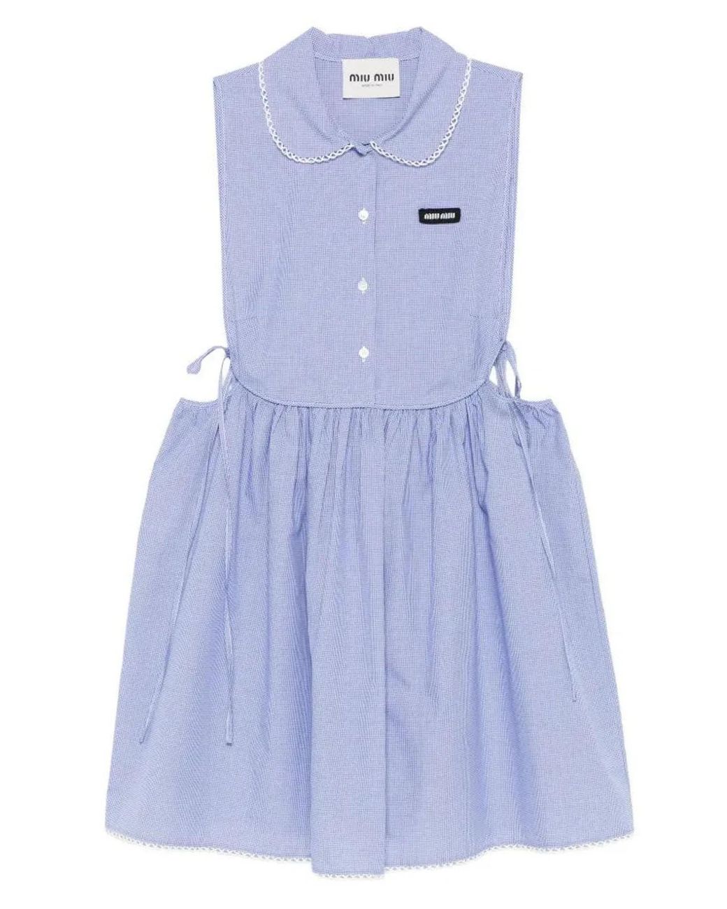 Miu Miu Blue Cotton Dress With Checks