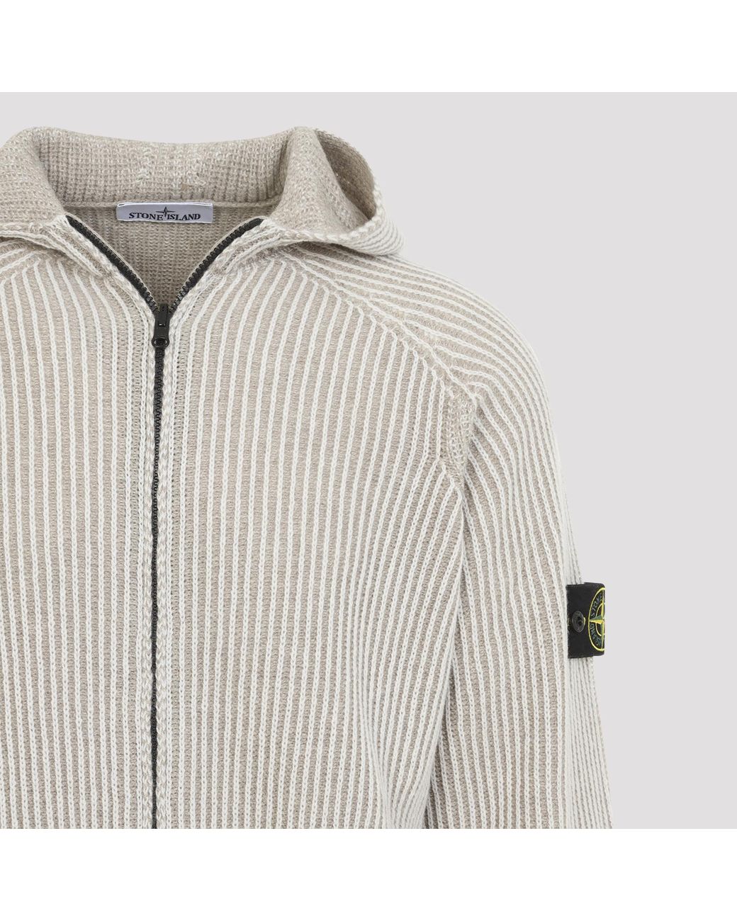 Stone Island Gray Knit Hoodie for men