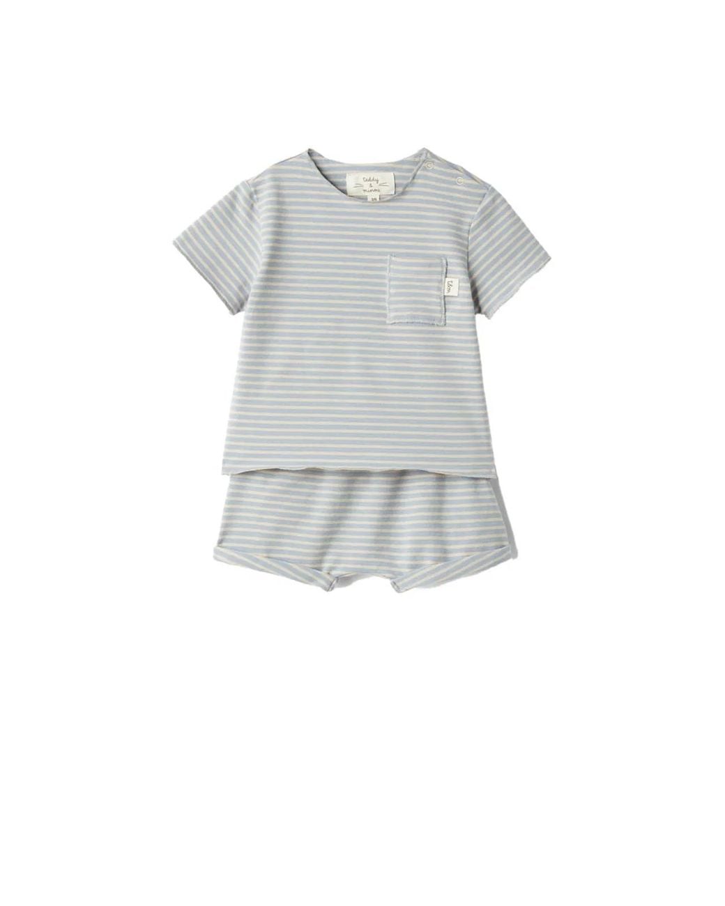 Teddy & Minou Gray Teddy & Minou T-Shirt With Shorts Set