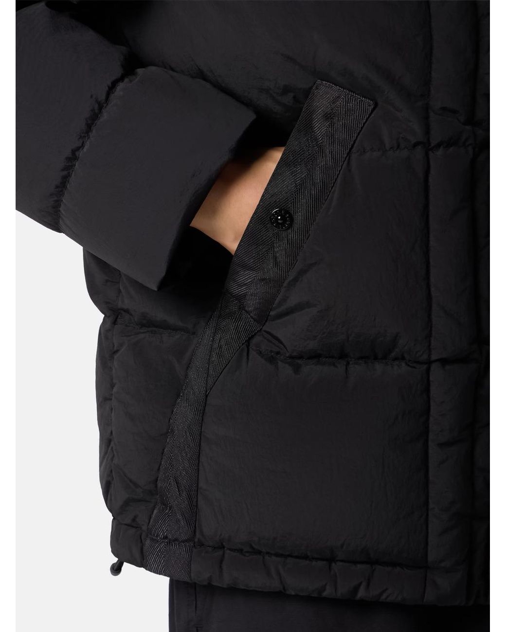 Stone Island Black Nylon Metal Hooded Down Jacket With Compass Badge for men