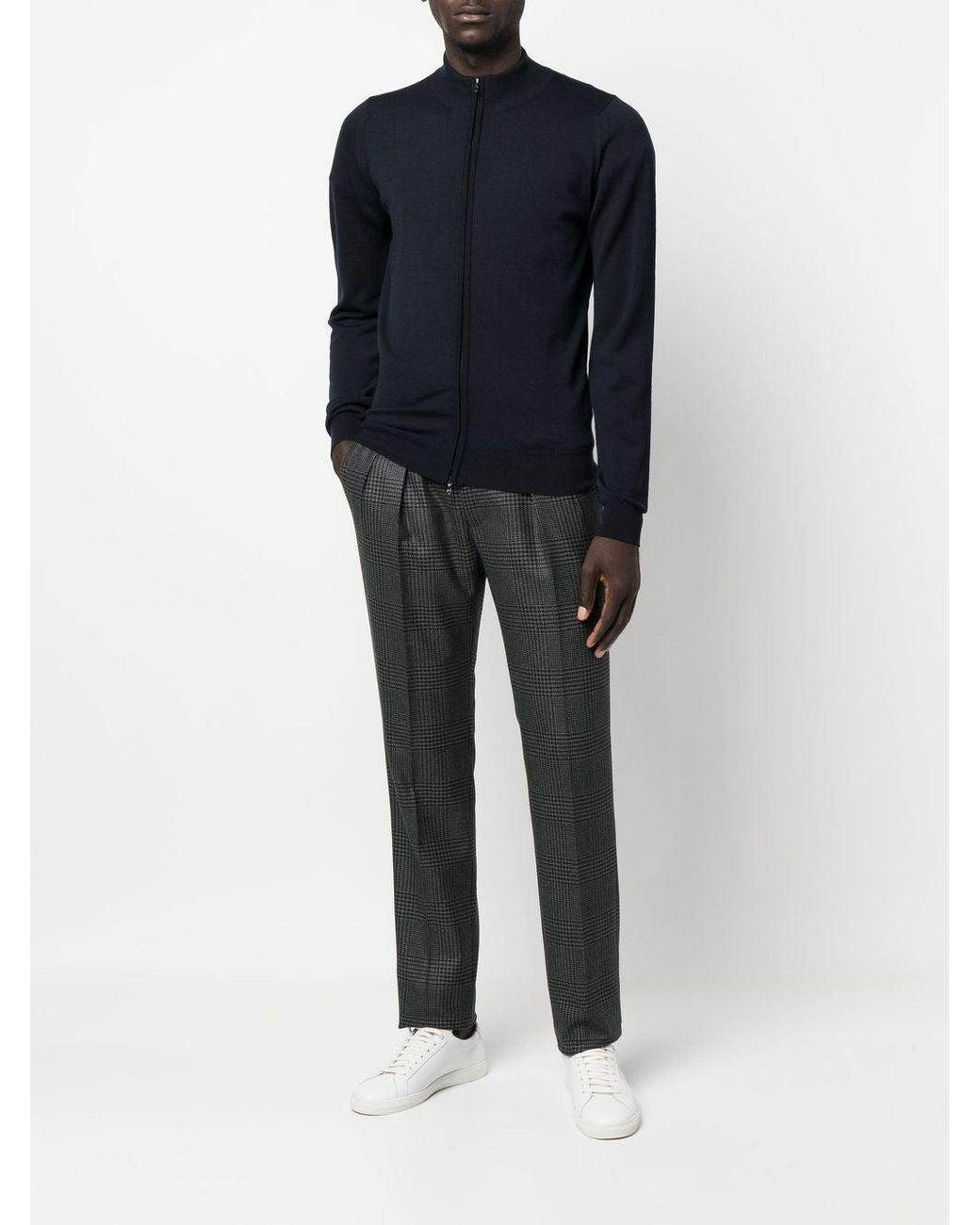 John Smedley Blue Extra Fine Merino Wool Cardigan