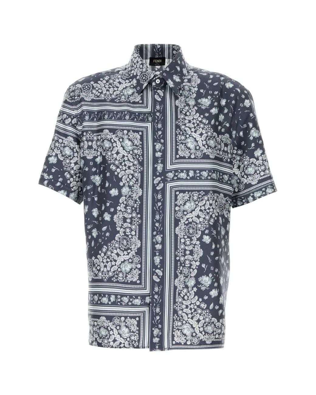 Fendi Blue Bandana Shirt for men