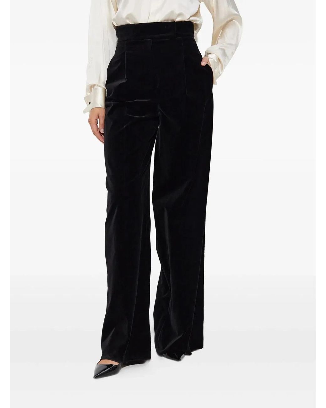 Max Mara Black 'Bratto1234' Velvet Trousers