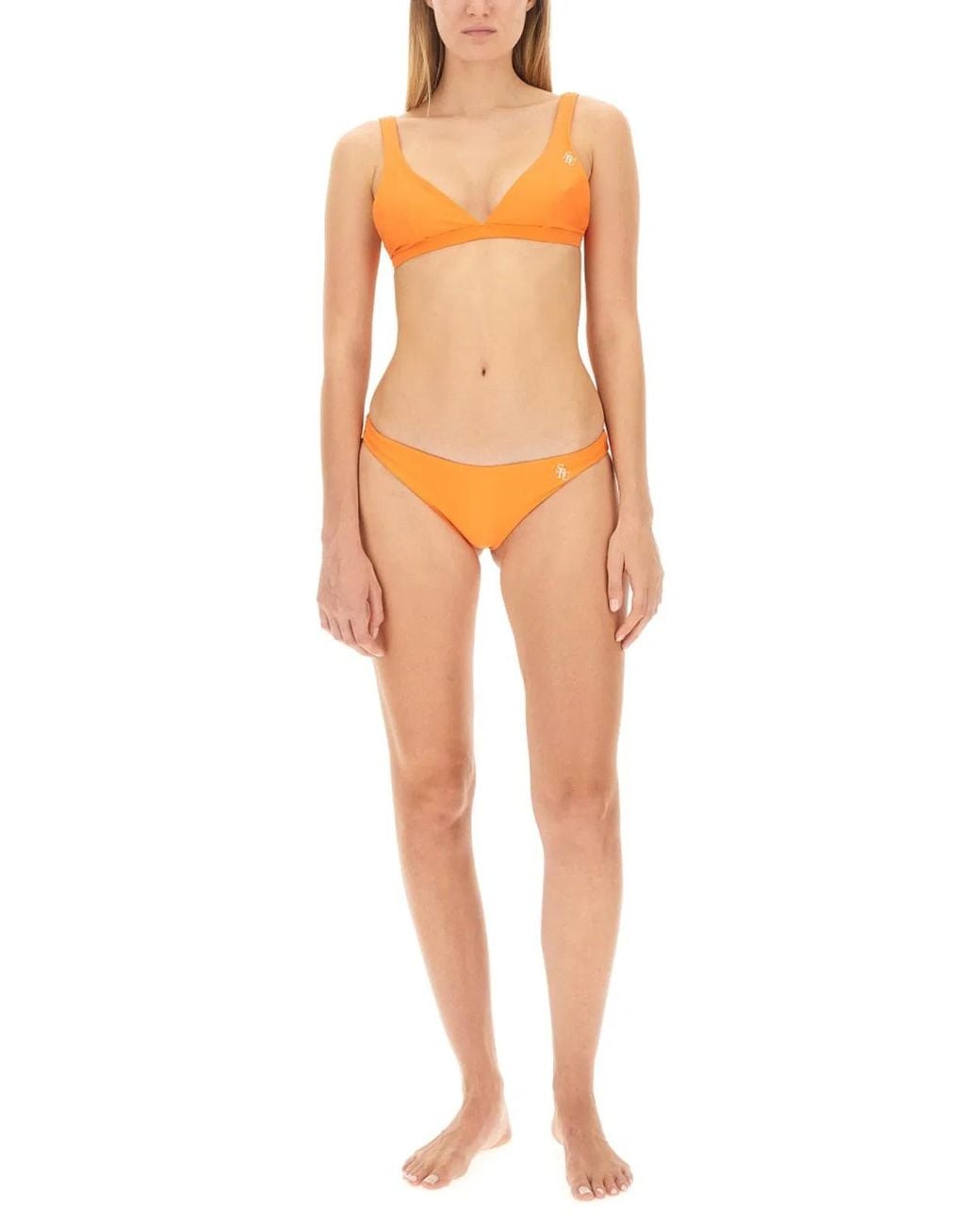 Sporty & Rich Orange Logo Bikini Top Swimwear
