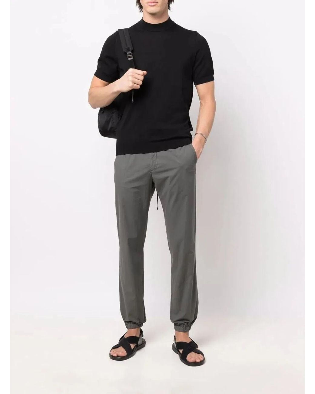 Drumohr Black Short Sleeves Turtle Neck T-Shirt for men