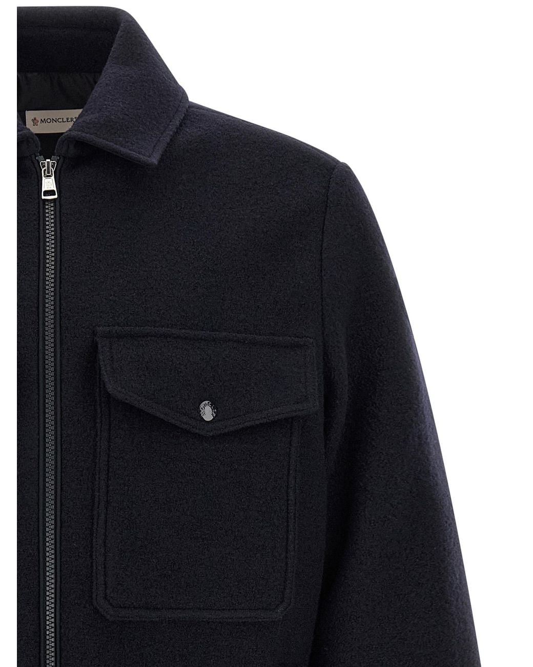 Moncler Blue Wool Overshirt for men