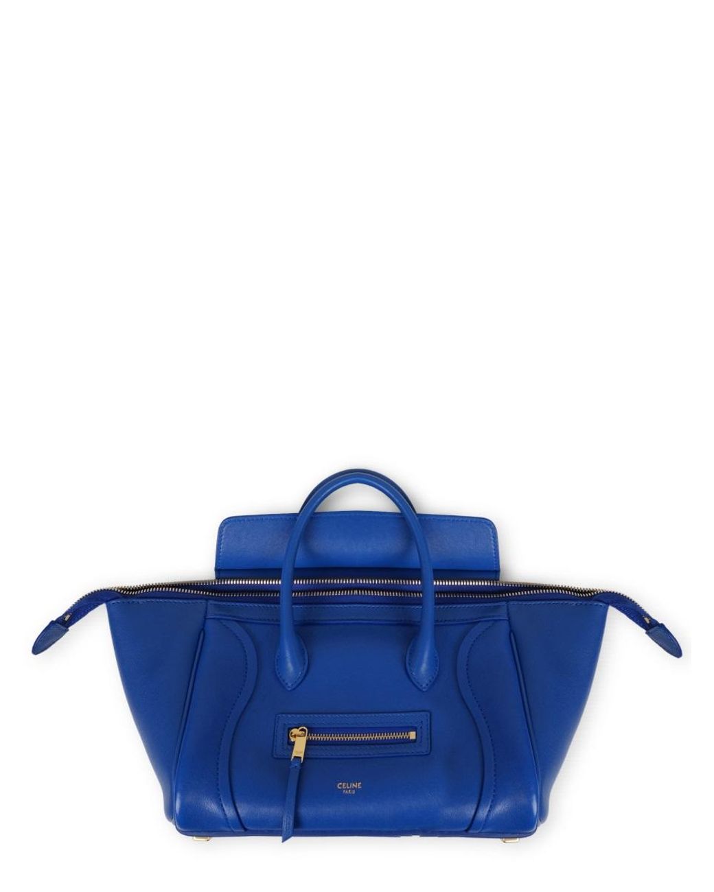 Céline Blue Luggage Handbag Leather Lamb Handbags