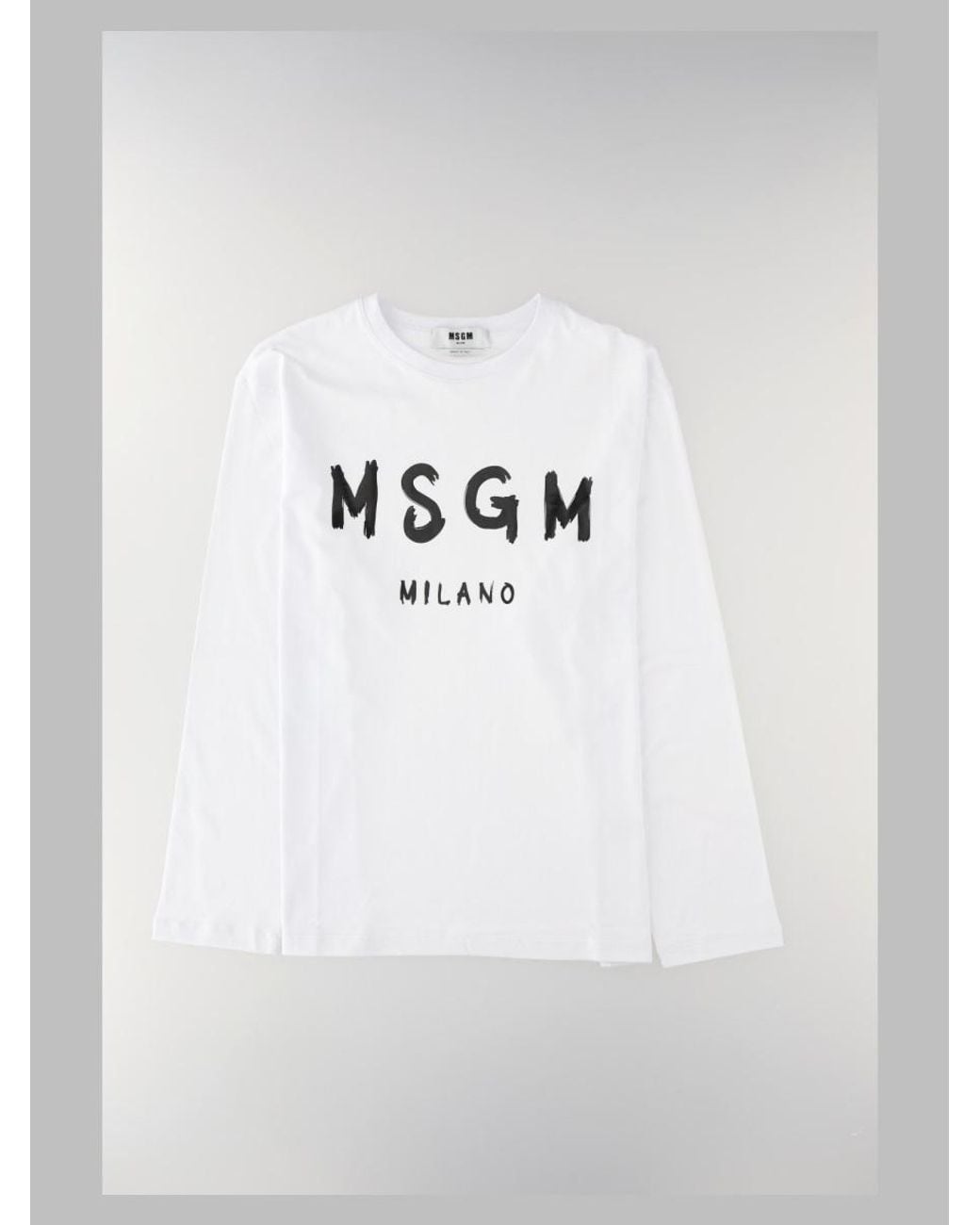 MSGM White Cotton T-Shirt For for men