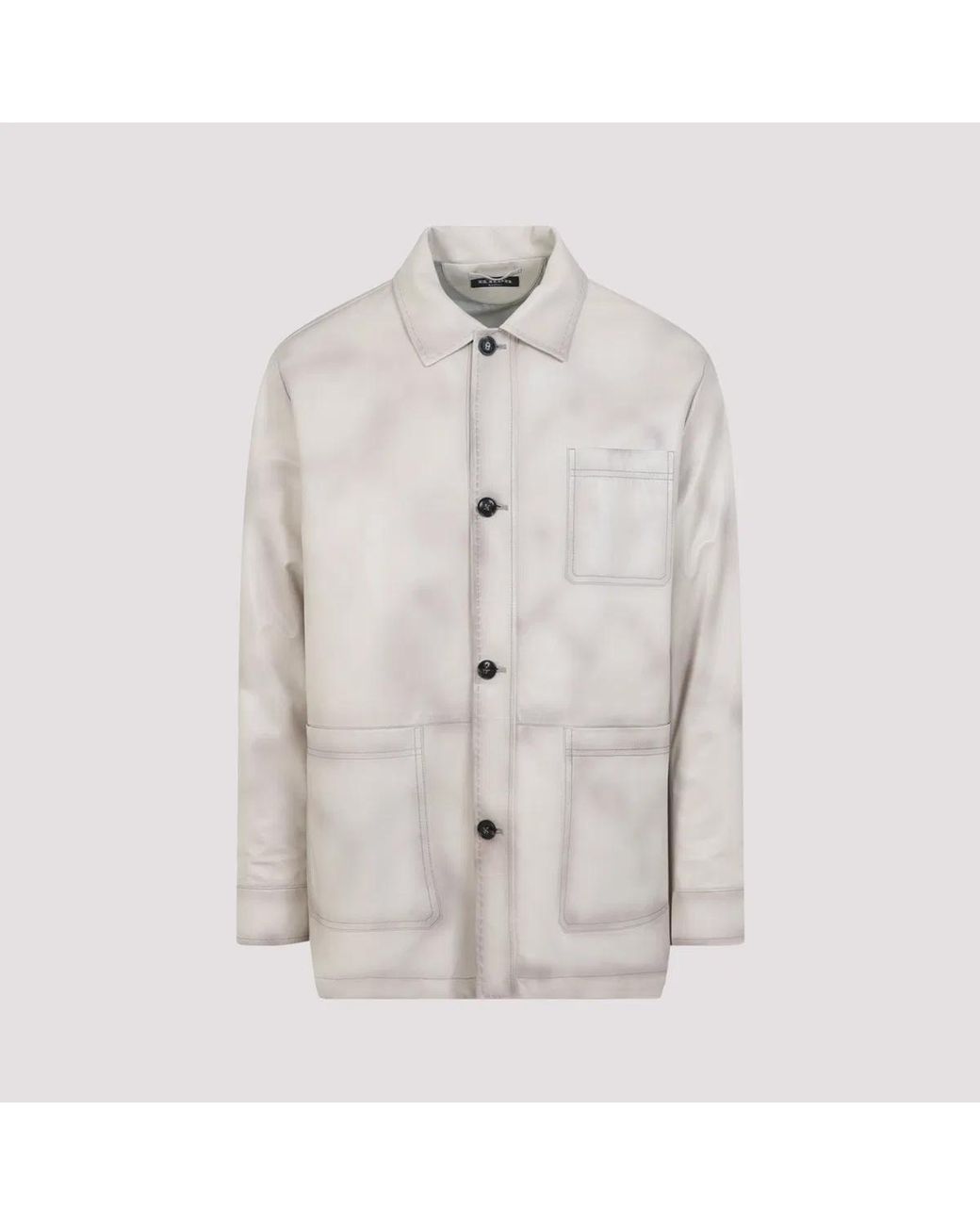 Kiton Gray Lamb Leather Jacket for men