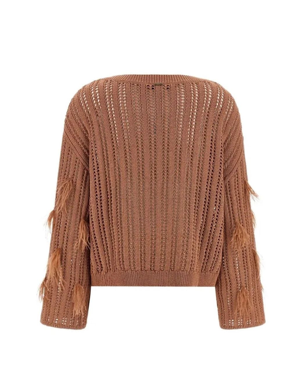 Twinset Brown Twinset Perforated Cotton Sweater
