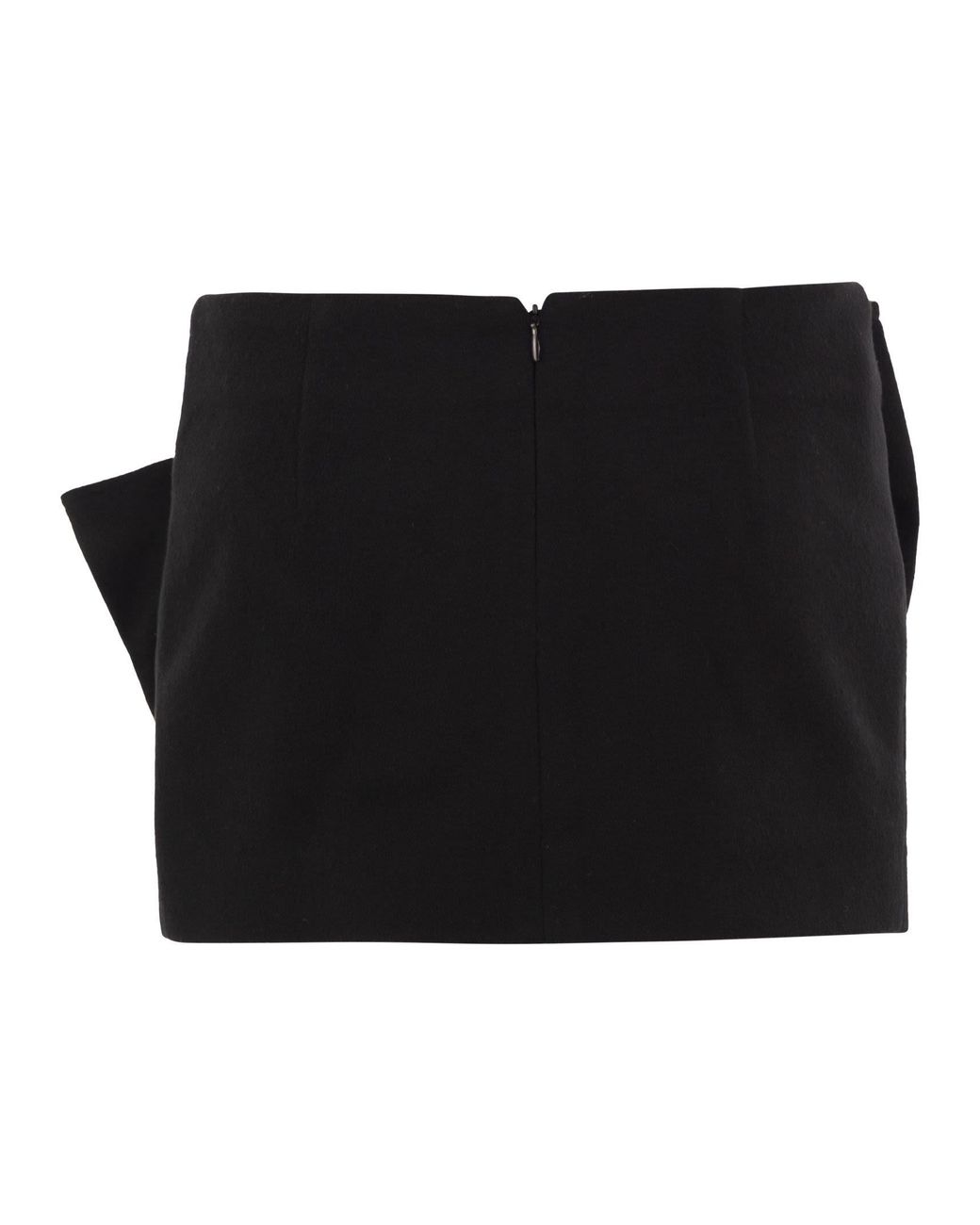 7 For All Mankind Black Wool Blend Mini Skirt With Oversized Bow