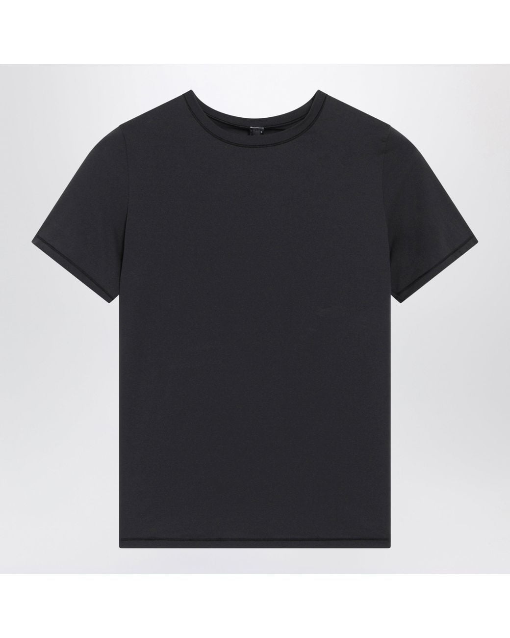 Skims Black Stretch Cotton Jersey Crew-Neck T-Shirt With Decorative Stitching