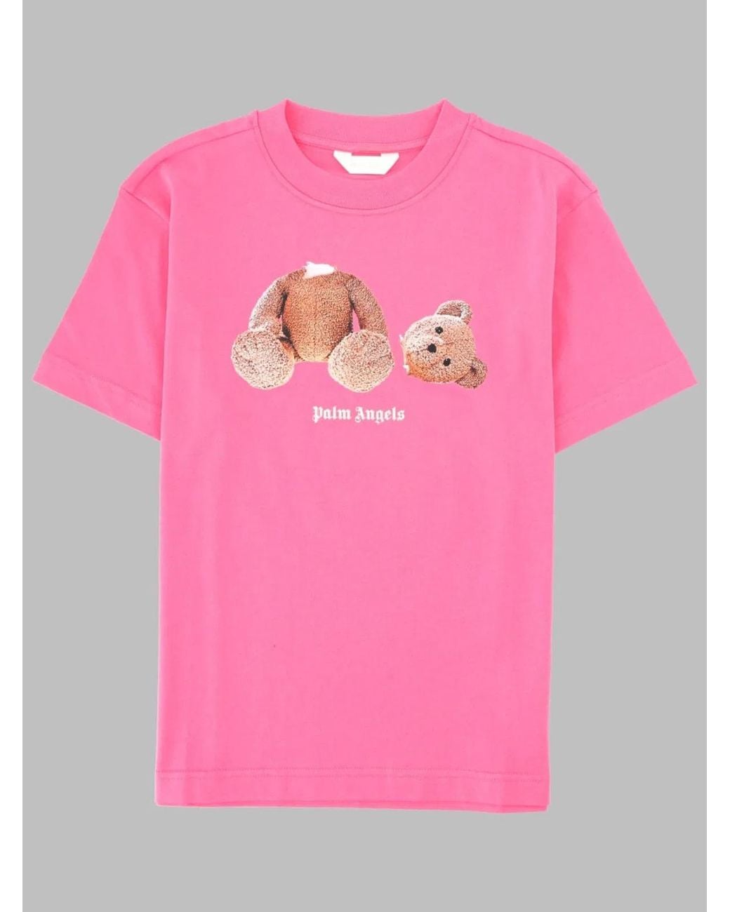 Palm Angels Pink Neck Logo Brushed Reg Tee S/S Girl