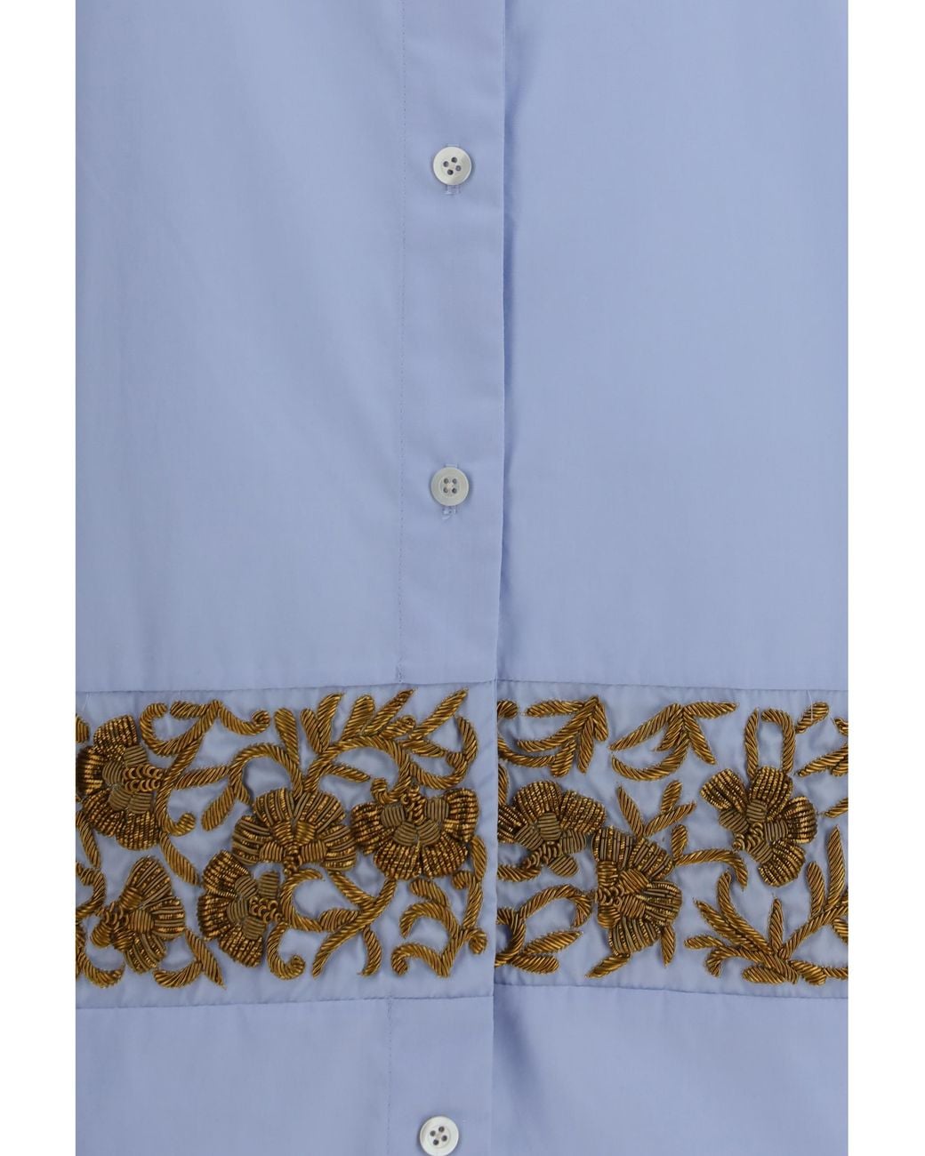 Dries Van Noten Blue Oversized Embroidered Cotton Shirt