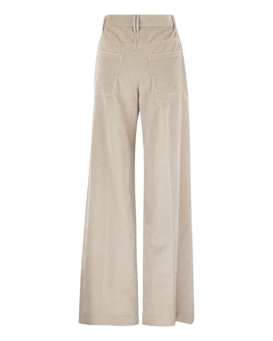 Brunello Cucinelli Natural Fluid Corduroy Sartorial Track Trousers With Jewellery