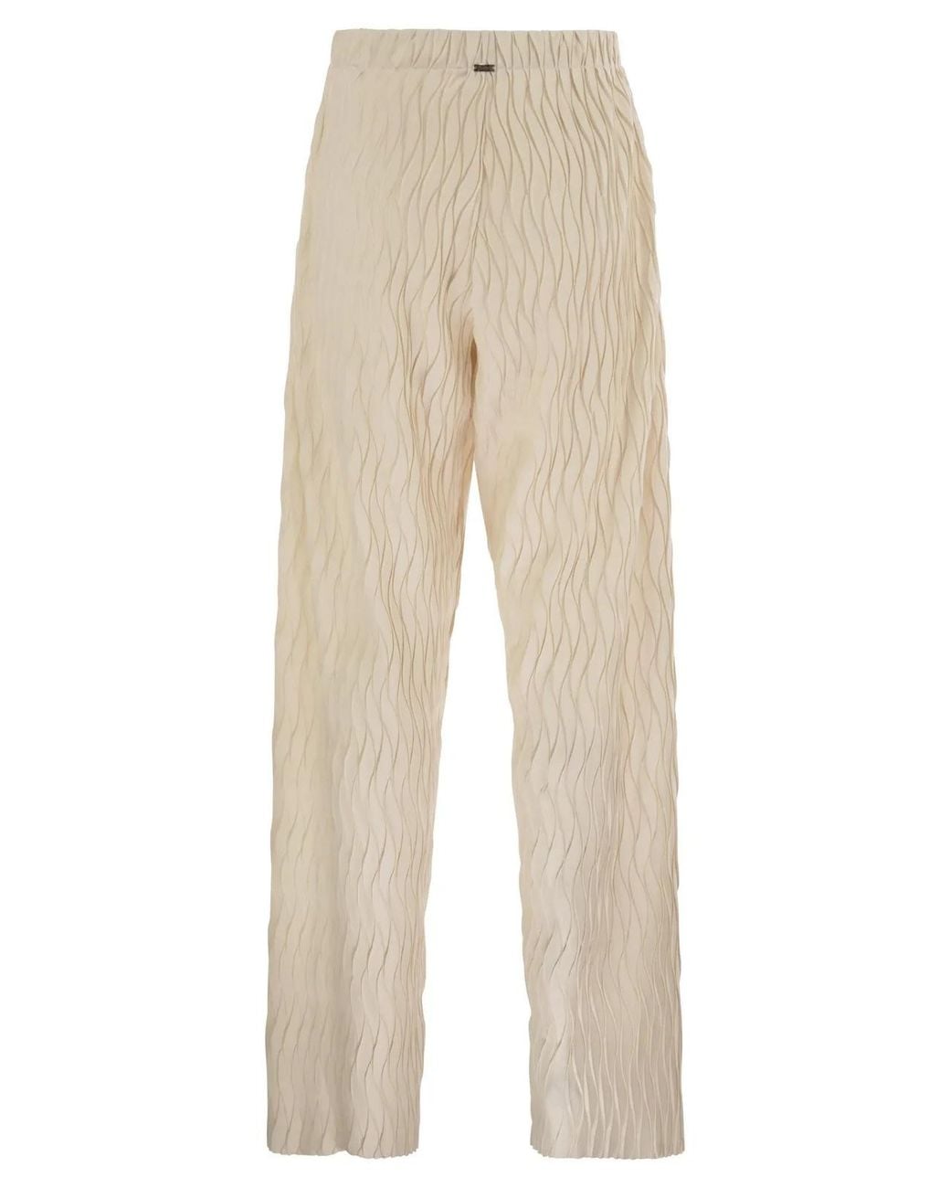 Herno Natural Trousers With Crumpled Effect