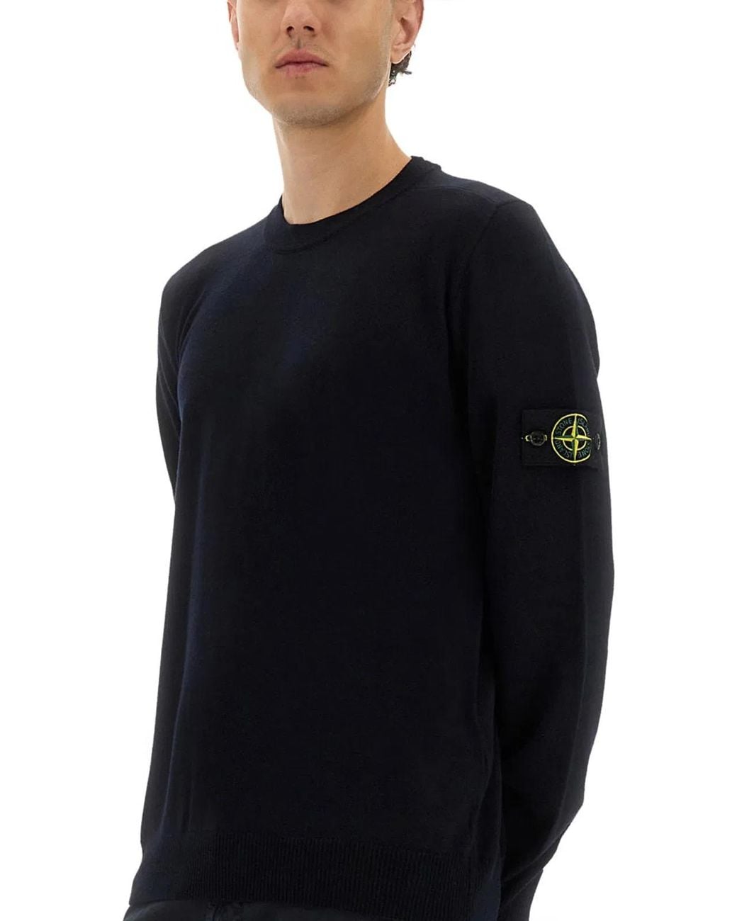 Stone Island Blue Sweater With Round Neck
