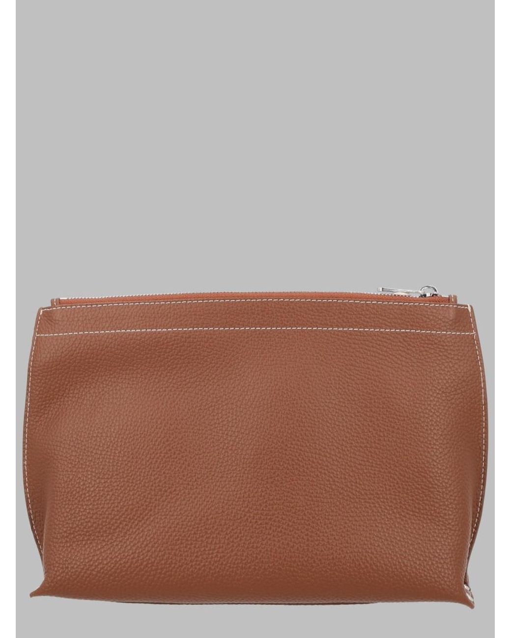 A.P.C. Brown A. P.C. Pebbled Leather Zip Clutch