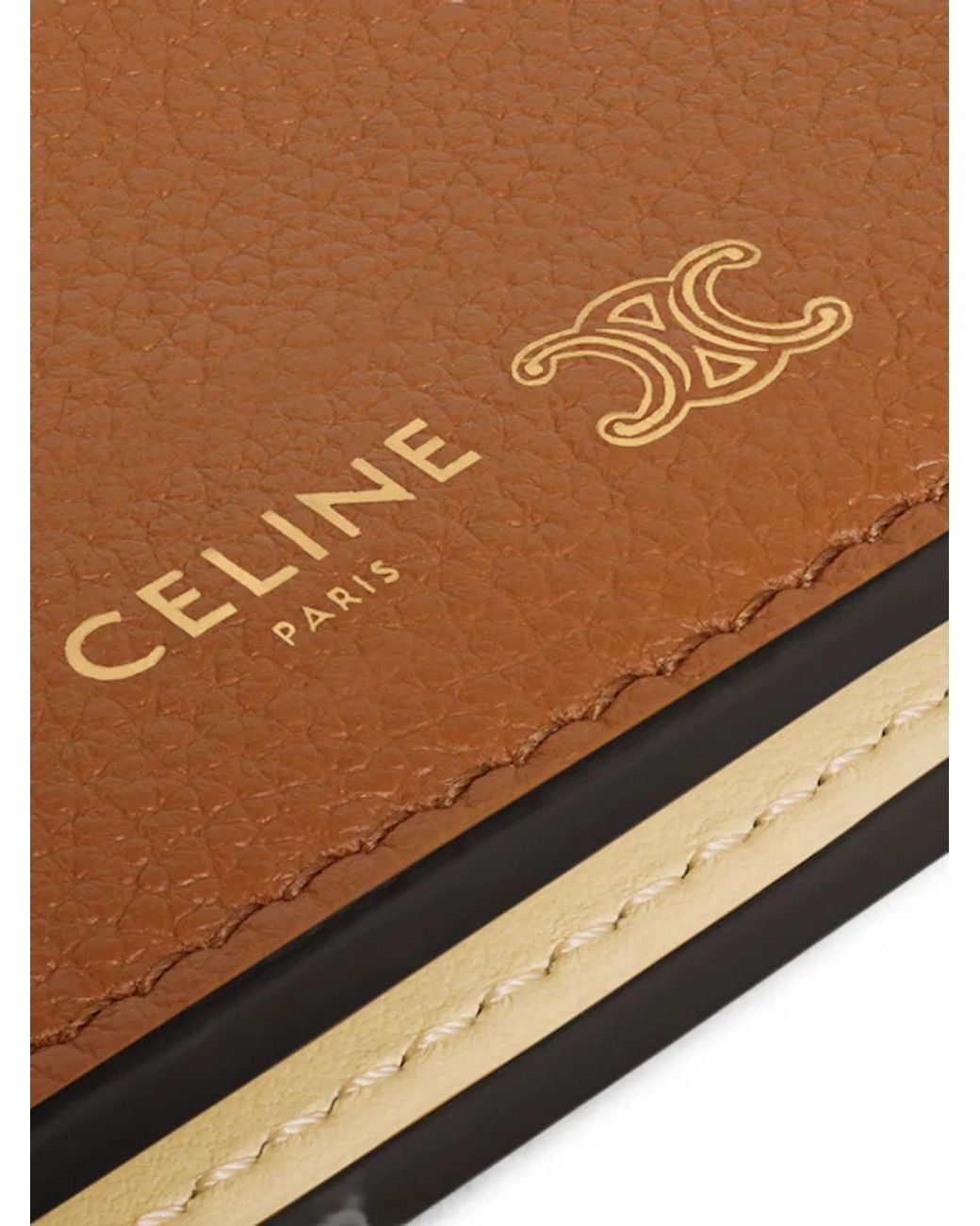Céline Brown Triomphe-Stamp Bi-Fold Card Holder