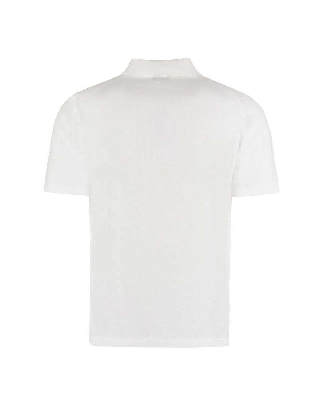 THE (Alphabet) White Cotton Knit Polo Shirt for men