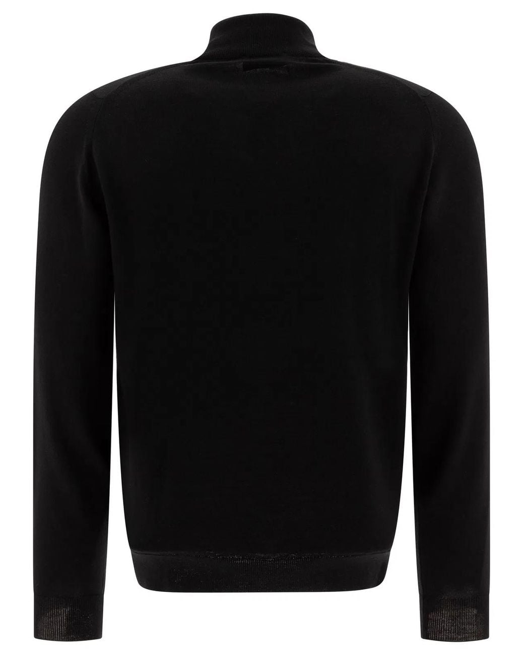 John Smedley Black Merino Wool "Tapton" Half-Zip Sweater for men