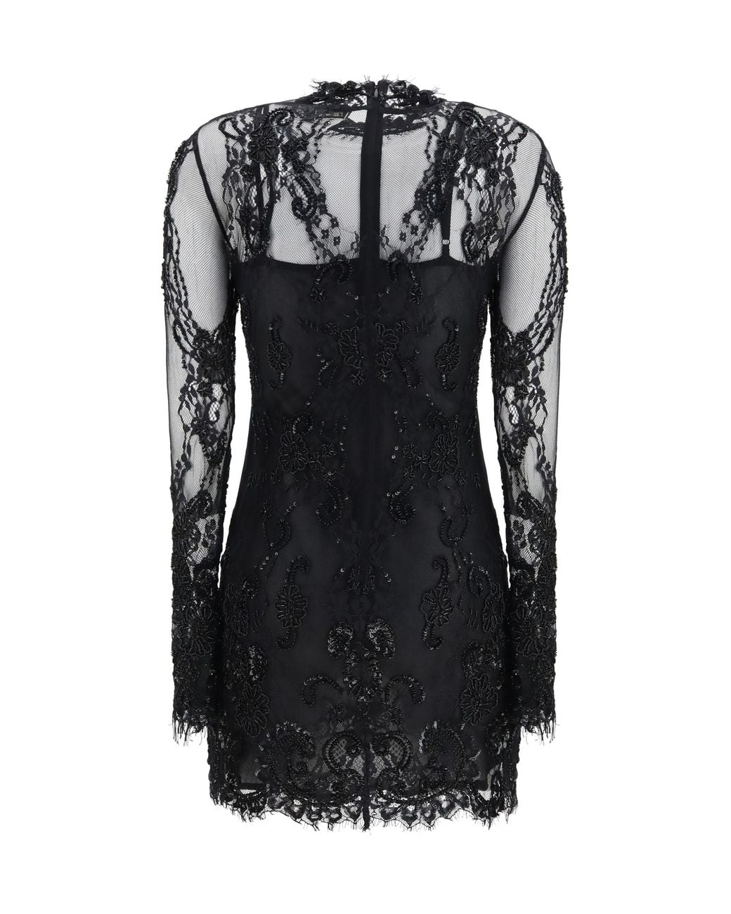 Blumarine Black Embroidered Lace Mini Dress