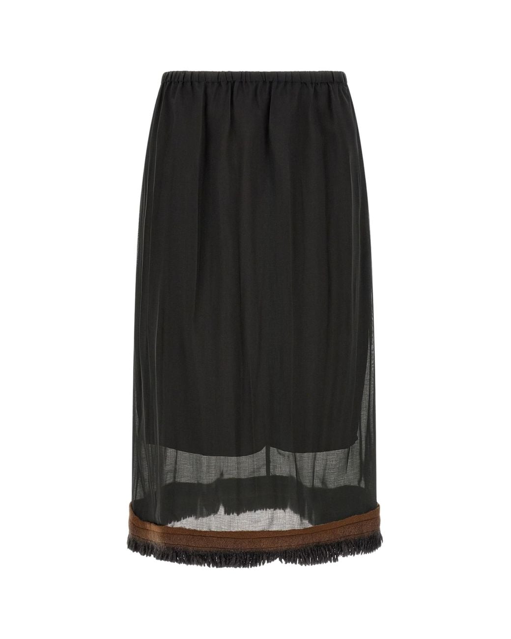 Tela Black Ophelia Fringed Layered Skirt