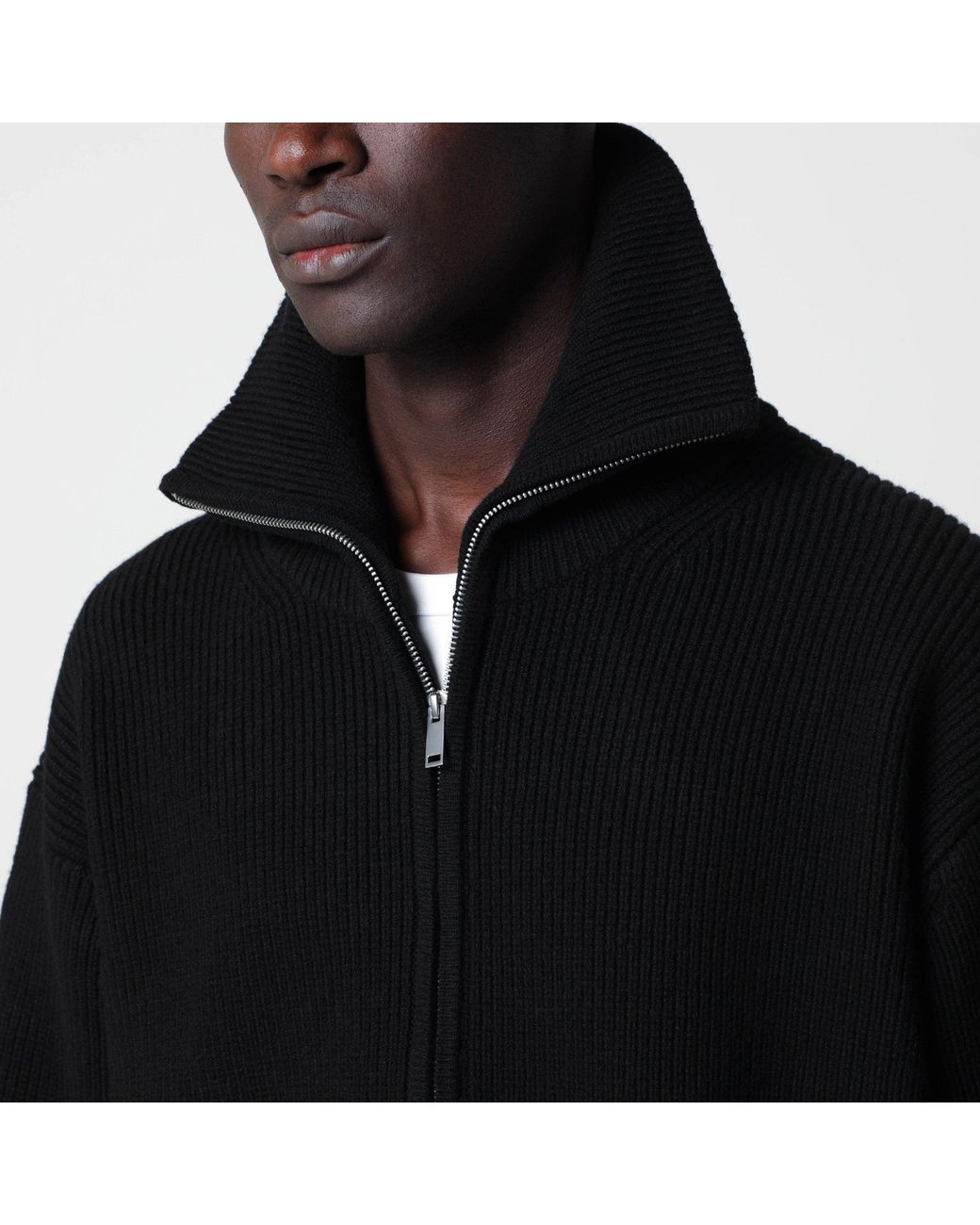 Studio Nicholson Black Sandos Zip-Up Cardigan for men