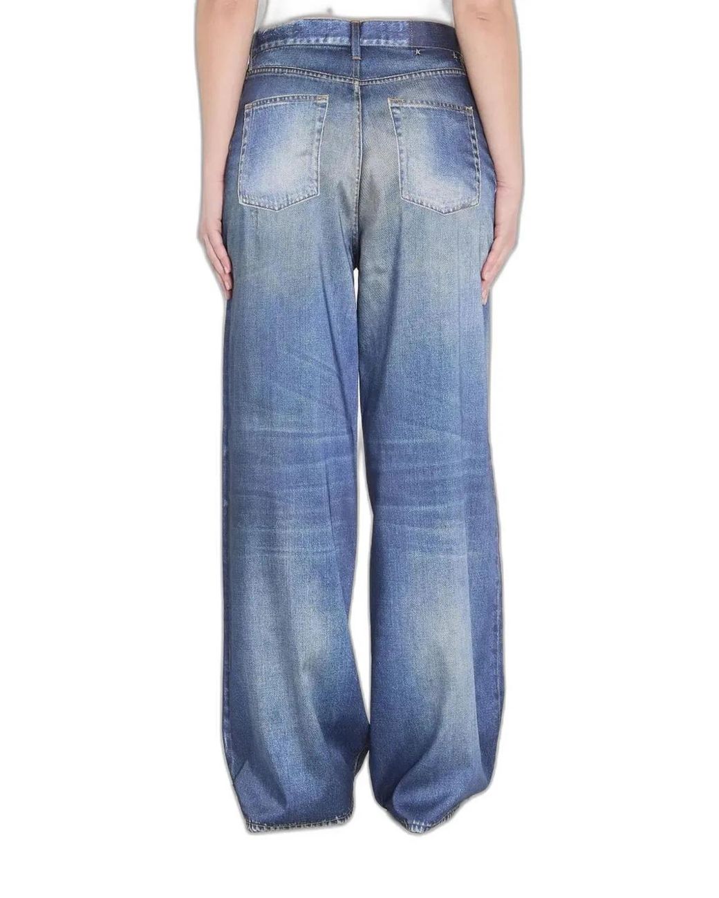 Golden Goose Deluxe Brand Blue Boyfriend Peggy Pant Archive Denim Print