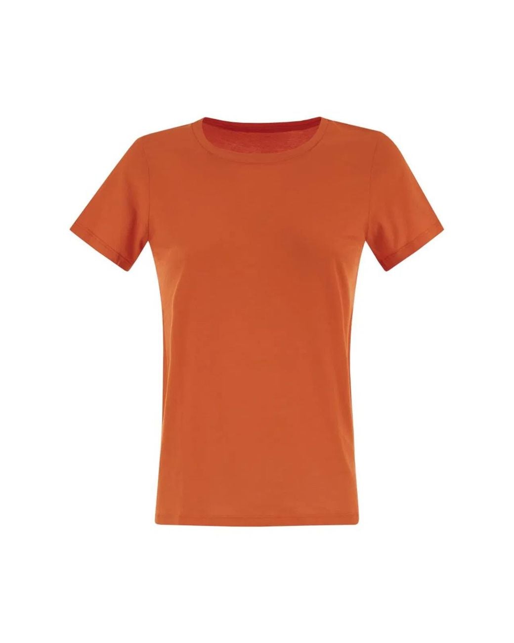 Majestic Orange Crew-Neck Short-Sleeved Cotton T-Shirt