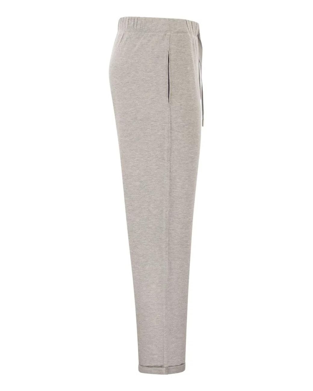 Majestic Gray Stretch Viscose Jogger Trousers With Drawstring Waist