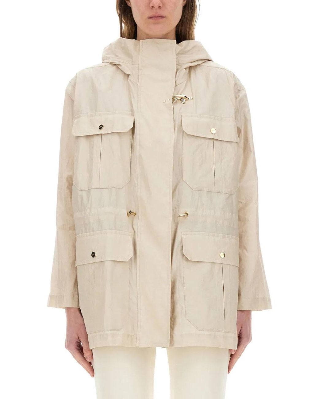 Fay Natural Linen And Cotton Canvas Parka