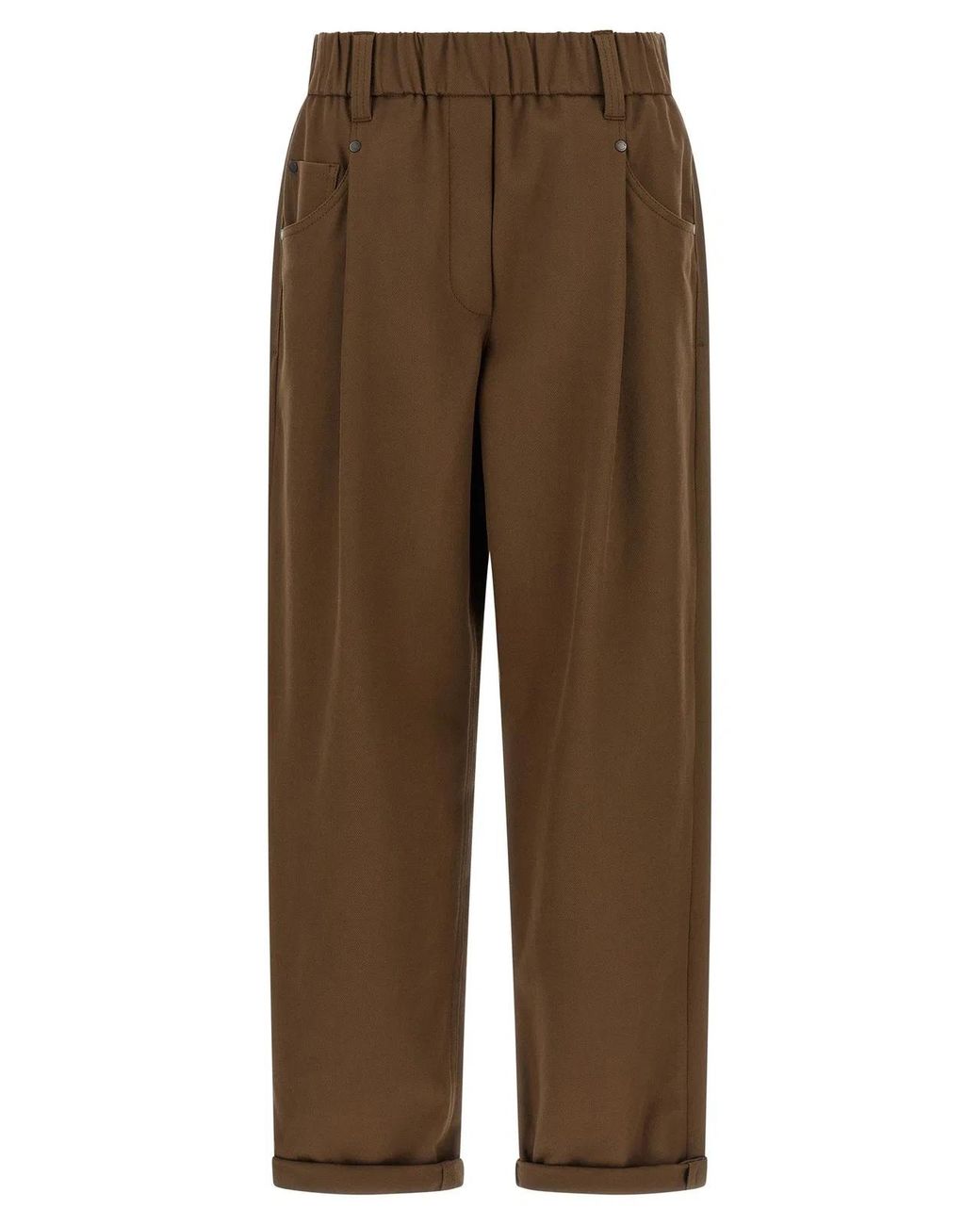 Brunello Cucinelli Brown Cotton Casual Pants
