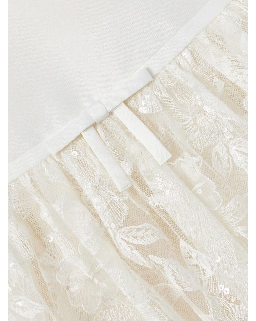 Self-Portrait White Cream Satin Tulle Flower Dress
