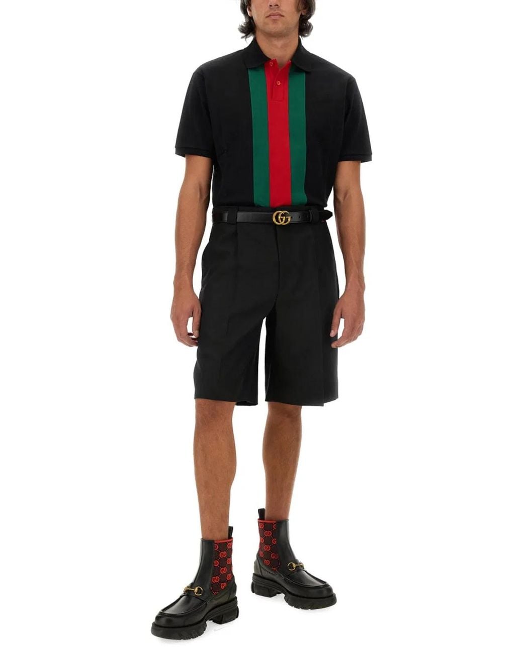 Gucci Black Wool Blend Twill Shorts for men