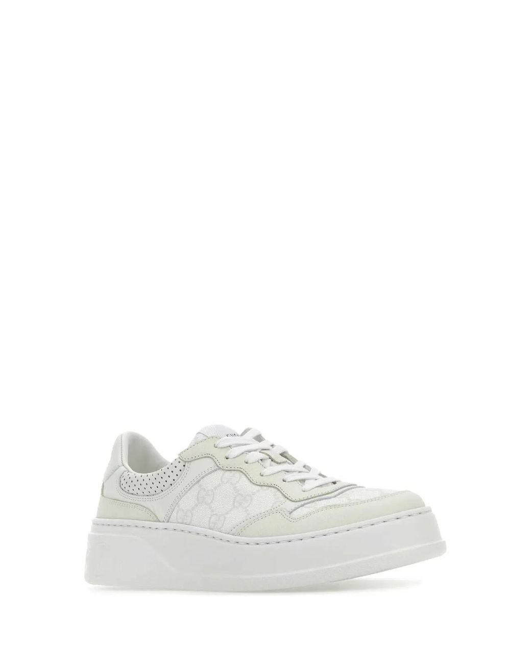 Gucci White GG Supreme Canvas & Leather Sneaker