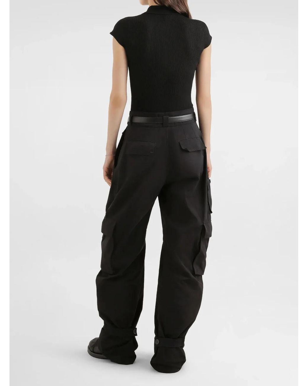 Dolce & Gabbana Black Dolce&Gabbana Ribbed Polo-Style Top