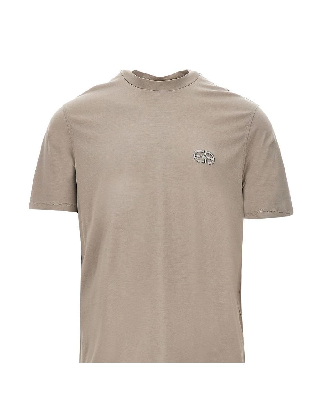 Emporio Armani Gray Lyocell-Blend Jersey T-Shirt With Embroidery for men