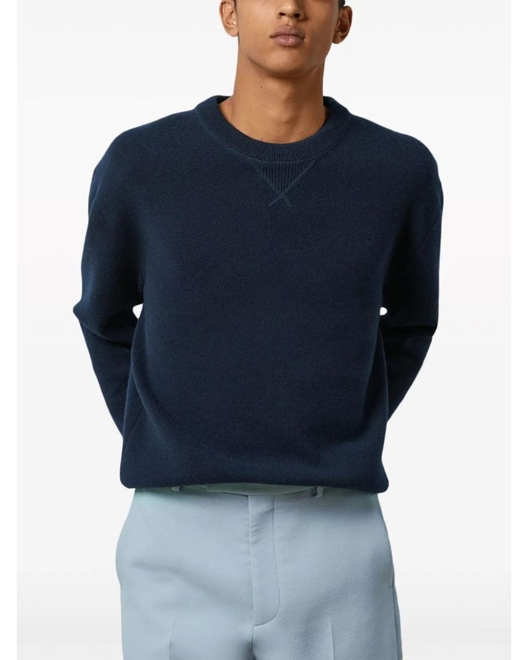Gucci Blue Crew-Neck Wool Sweater for men